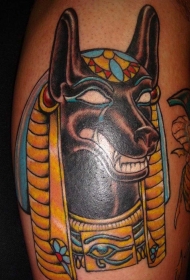 彩色的阿努比斯纹身图案