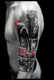 手臂PS图象处理软件风格的彩色情侣纹身