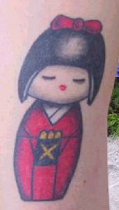 可爱亚洲女孩彩色纹身图案