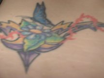 彩色的花朵蜂鸟纹身图案