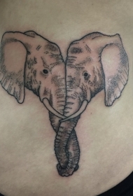 中等大小的点刺大象情侣纹身图案