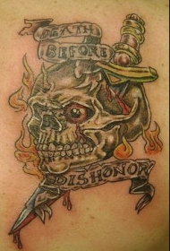 骷髅头匕首字母纹身图案