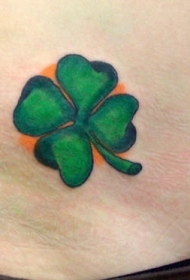 四叶草和橙色背景纹身图案