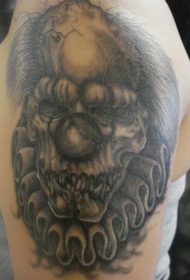 邪恶僵尸小丑黑色纹身图案