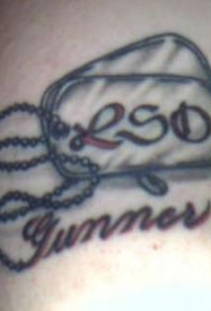 颈部彩色军事的纹身图案