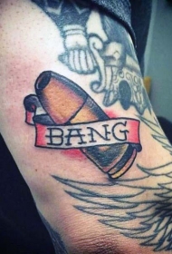 old school彩色字母和子弹手臂纹身图案