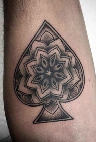 黑灰黑桃符与梵花纹身图案