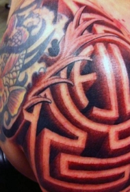 肩部时尚设计的彩色未来风格装饰纹身图案