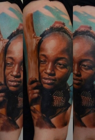 现实主义风格的彩色部落人类纹身图案