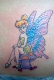 卡通童话中精灵和蘑菇纹身图案