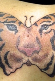 老虎眼睛组合蝴蝶纹身图案