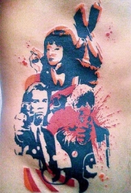 著名演员彩色风格腰侧纹身图案
