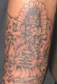 阿兹特克萨满献身纹身图案