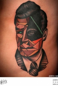 腰侧原彩色肖像纹身几何纹身图案