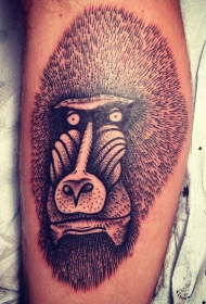 有趣的黑白狒狒头手臂纹身图案