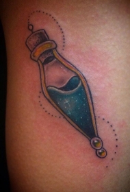 男性腿部彩色魔术瓶纹身图片