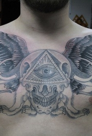 小臂翅膀骷髅眼睛纹身图案