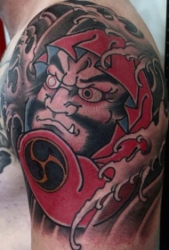 老学校的风格彩色不倒翁肩部纹身