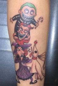 滑稽的彩色卡通各种鬼怪纹身图案
