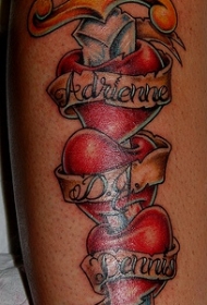 三颗心被匕首刺破纹身图案