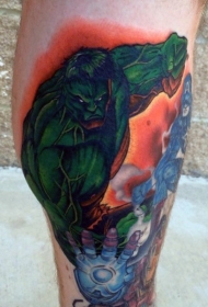 腿部彩色漫画风格超级英雄纹身图片