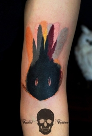 手臂水彩风格彩色有趣怪物头纹身