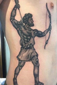 侧肋old school射手座人像纹身图案