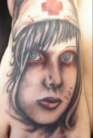护士肖像彩色纹身图案