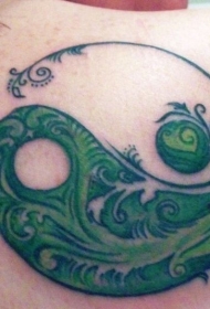 绿色的植物阴阳八卦纹身图案