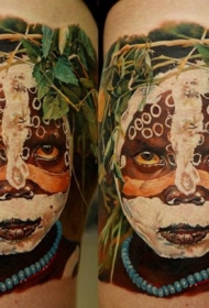 令人惊叹的五彩部落孩子肖像纹身图案