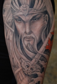 大臂个性的亚洲战士纹身图案