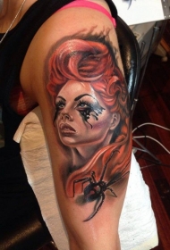 肩部棕色墨西哥骷髅女孩纹身图案