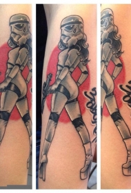 彩色卡通性感风暴骑兵女人纹身图案