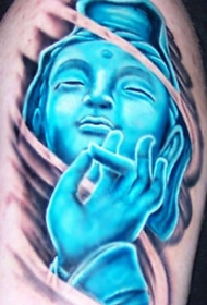 蓝色祈祷佛纹身图案
