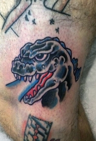腿部简单有趣的卡通怪兽纹身图案
