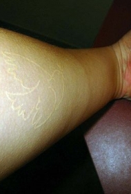 小臂白色隐形小鸟纹身图案