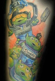 有趣的彩色卡通外星人与字母纹身图案