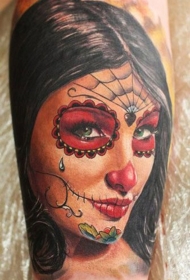 漂亮的黑头发死亡女郎纹身图案