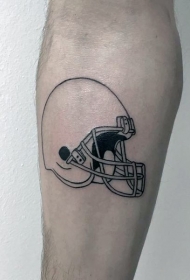 小臂黑色线条运动游戏头盔纹身图案