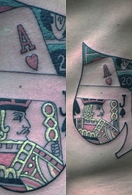 简单的彩色黑桃符号扑克牌纹身图案