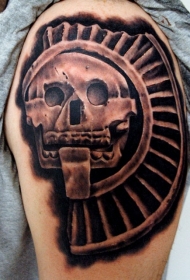 大臂歌德风骷髅纹身图案