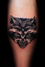 new school邪恶浣熊头部纹身图案