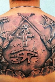 背部埃及风格伟大神像纹身图案