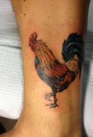 脚踝写实逼真的公鸡纹身