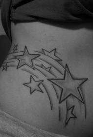 腰侧黑灰五角星纹身图案