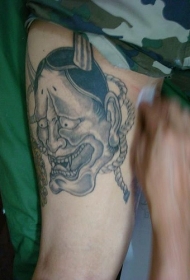 腿部灰色可怕的般若纹身图案