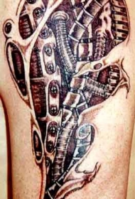 撕皮机械齿轮纹身图案