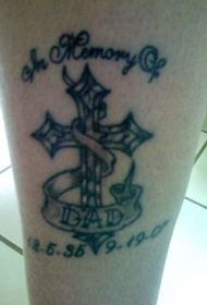 纪念十字架和字母纹身图案