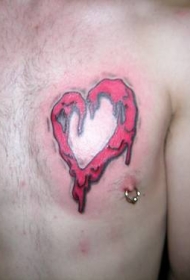 融化的心形胸部纹身图案