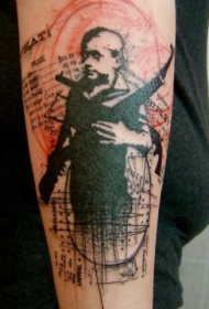 手臂新的学校风格的彩色小男孩纹身